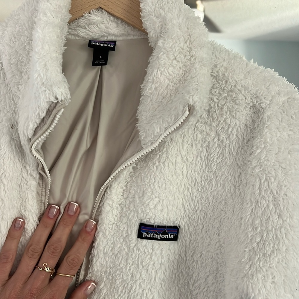 White Retro Patagonia Furry Jacket